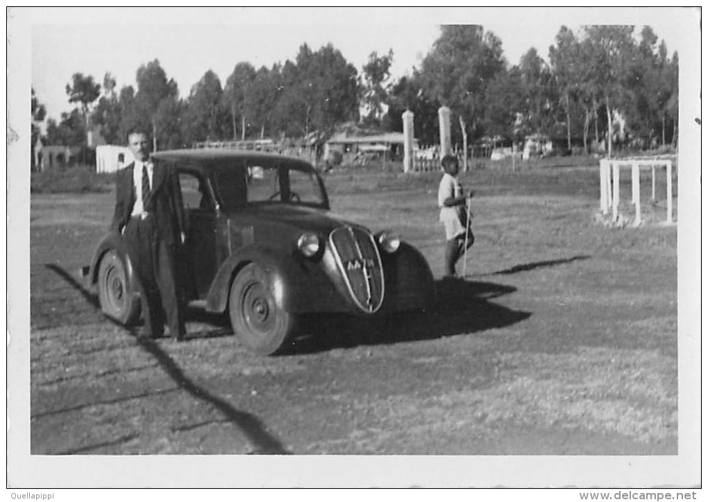 01324 "AUTO - FIAT 500 TOPOLINO - ADDIS ABEBA- 1940 - CAMPO OSTACOLI" ANIMATA. FOTOGRAFIA ORIGINALE - Automobiles