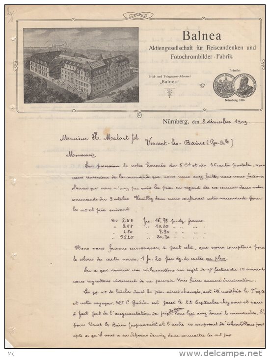 Nurnberg - Balnea - Aktiengesellschaft Fur Reiseandenken Und Fotochrombilder - Fabrik - 1909 - 1900 – 1949