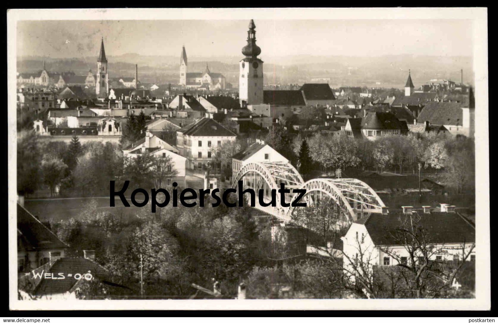 ALTE POSTKARTE WELS OBERÖSTERREICH 1931 PANORAMA Gesamtansicht Brücke Österreich Austria Ansichtskarte Postcard Bridge - Wels