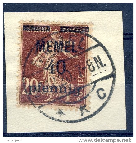 ##K1175. Memel 1920. Surprinted French Stamp. Michel 22. Used On Fragment. - Oblitérés