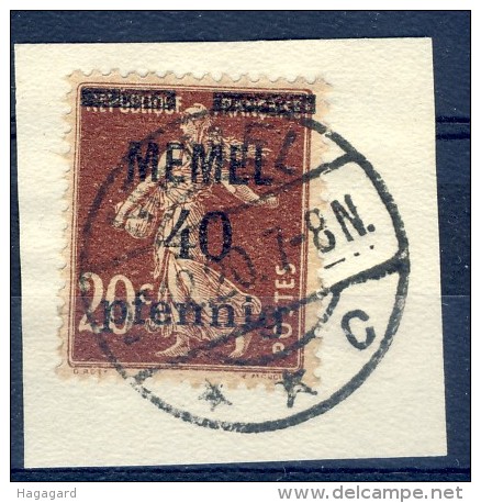 ##K1175. Memel 1920. Surprinted French Stamp. Michel 22. Used On Fragment. - Gebruikt