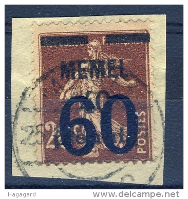 ##K1184. Memel 1921. Surprinted French Stamp. Michel 35. Used On Fragment. - Used Stamps