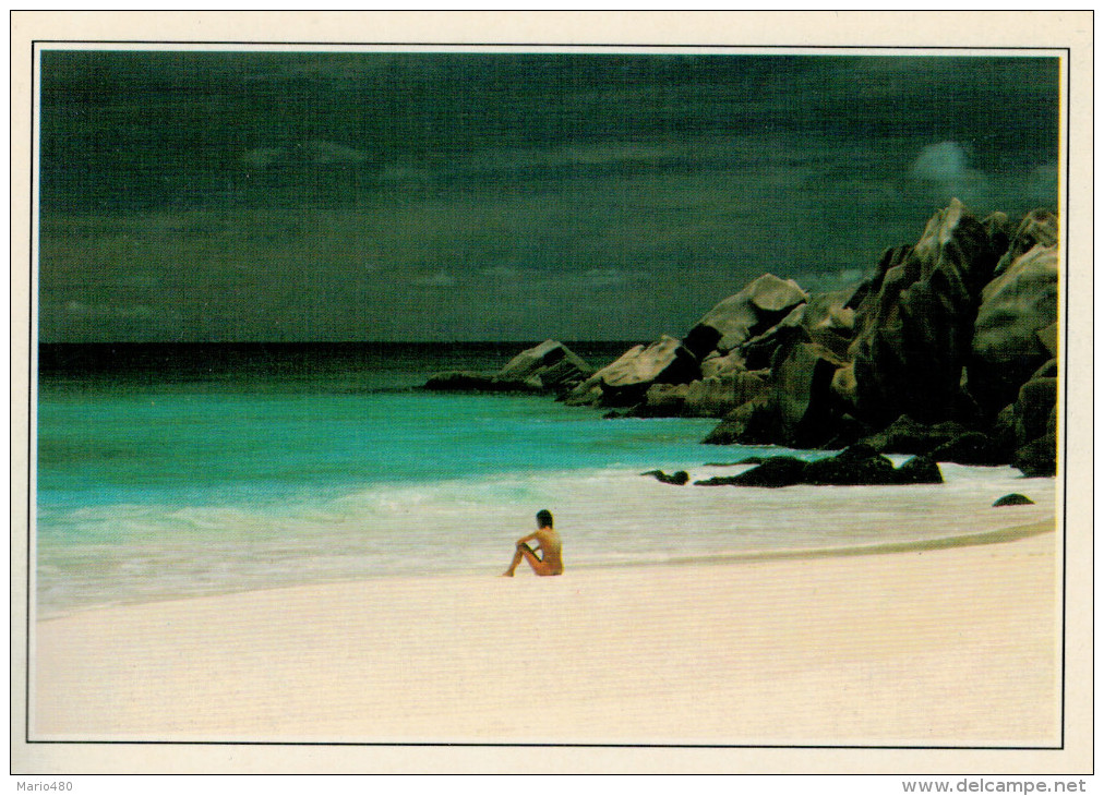 SEYCHELLES. SPIAGGIA  DI LA DIGUE      (NUOVA CON DESCRIZIONE DEL SITO SUL RETRO) - Seychelles