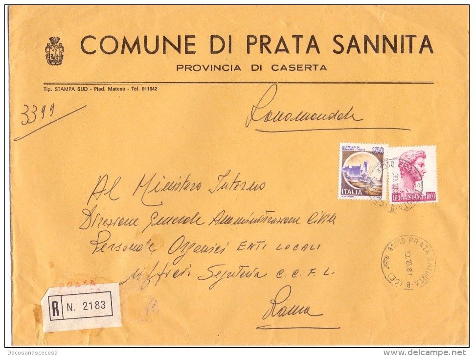 PRATA SANNITA - 81010 PROV. CASERTA - ANNO 1981 - R - FTO 18x24 - TEMA TOPIC COMUNI D'ITALIA - STORIA POSTALE - Macchine Per Obliterare (EMA)