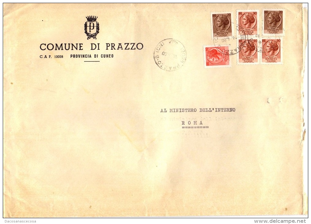 COMUNE DI PRAZZO - 12028 PROV. CUNEO - ANNO 1980 - LS - FTO 18x24 - TEMA TOPIC COMUNI D'ITALIA - STORIA POSTALE - Macchine Per Obliterare (EMA)