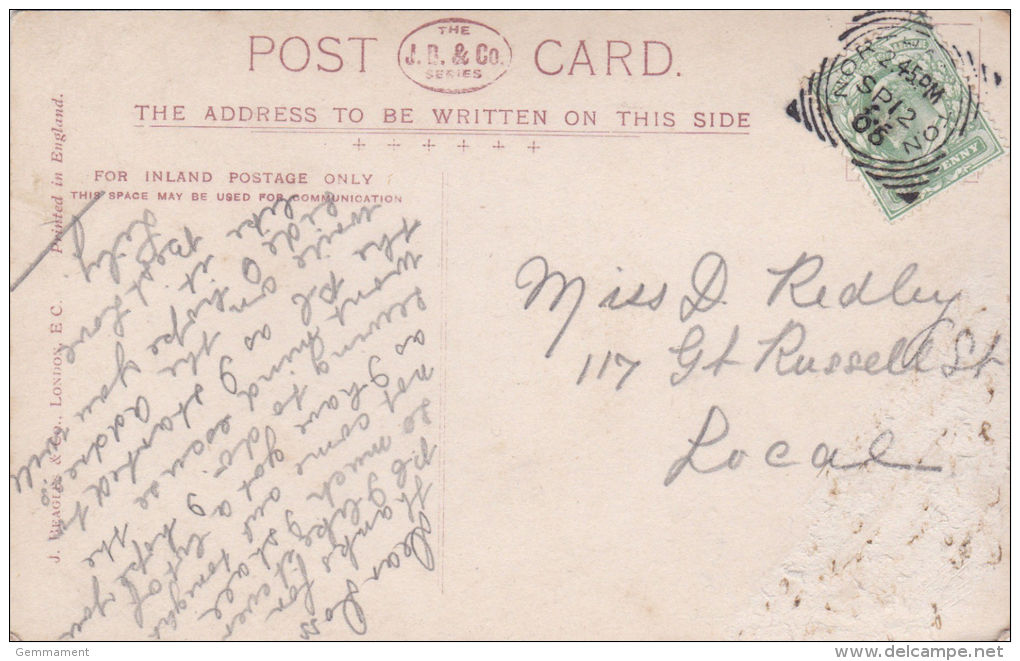 POSTAL HISTORY -NORTHAMPTON  1905 SQUARED CIRCLE CANCELLATION - Storia Postale