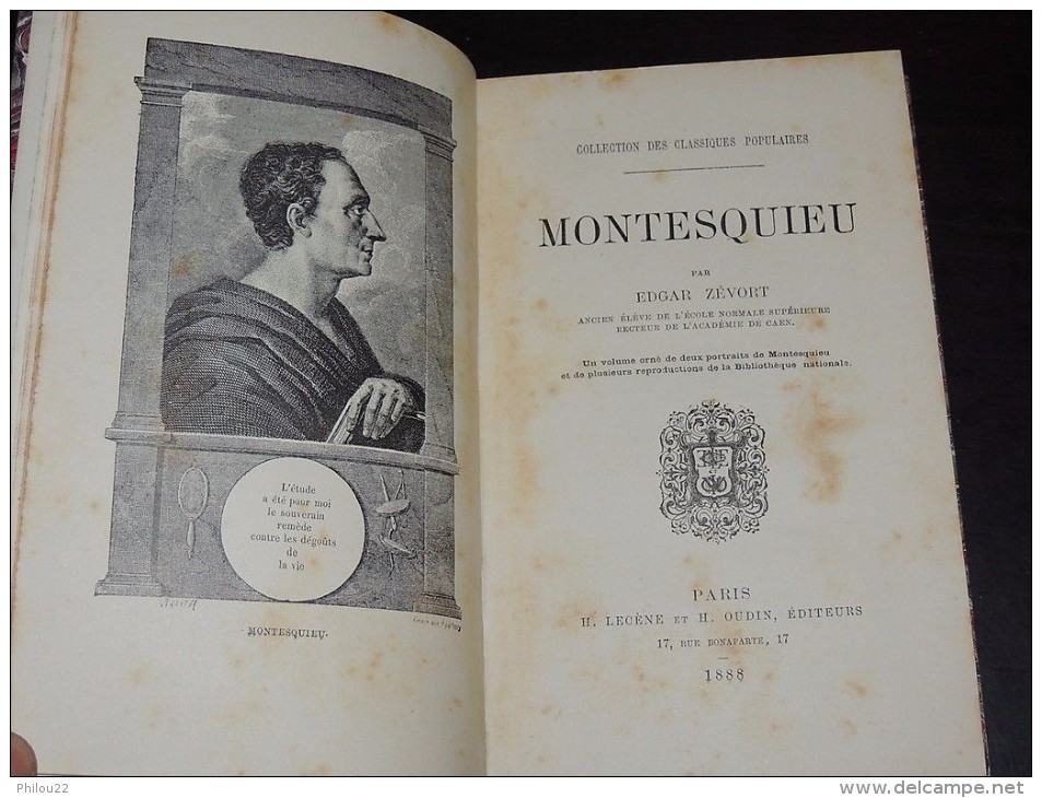 1888 BIOGRAPHIE MONTESQUIEU Ed. ZEVORT BIEN RELIE EX-LIBRIS // - 1801-1900