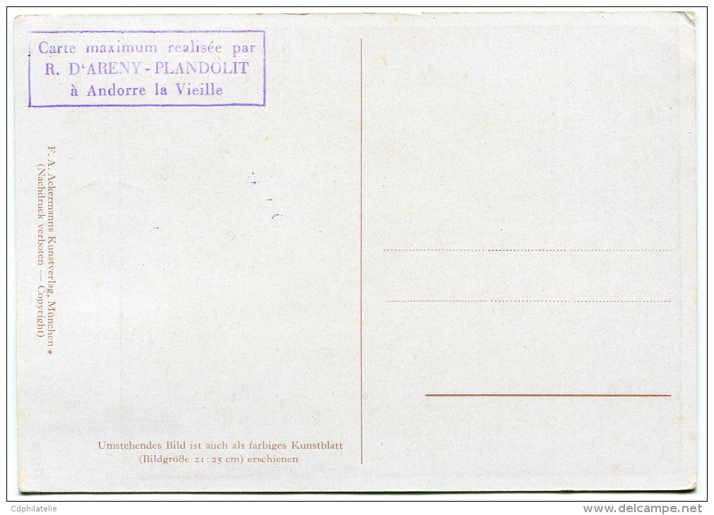 ANDORRE ESPAGNOL CARTE MAXIMUM DU N°52   25c. ECUSSON ET ECUREUIL  OBLITERATION ANDORRA 1 JUN 52 - Cartas & Documentos