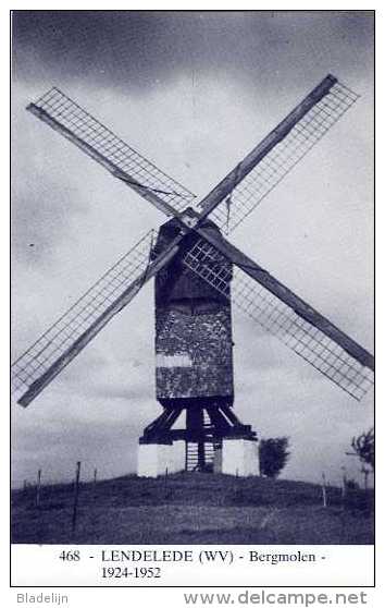 LENDELEDE (W.Vl.) - Molen/moulin - Blauwe Prentkaart Ons Molenheem Van De In 1952 Verdwenen Bergmolen - Lendelede