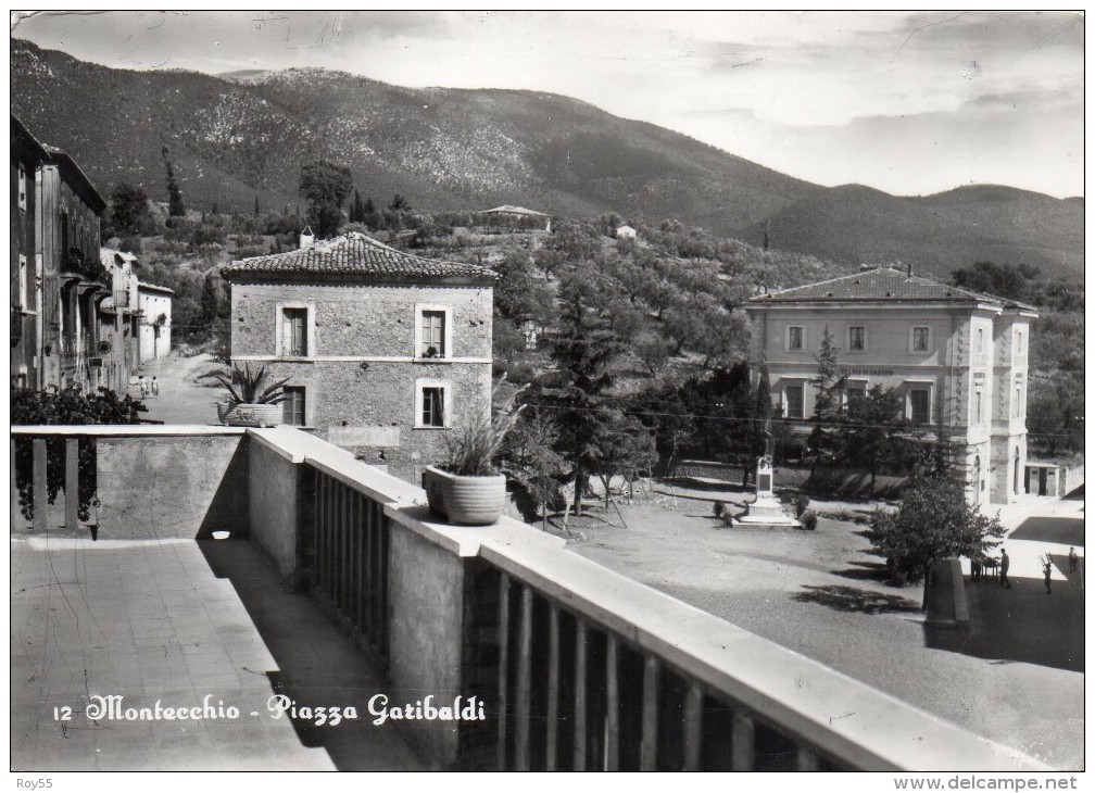 UMBRIA-TERNI-MONTECCHIO PIAZZA GARIBALDI VEDUTA PANORAMA ANNI 50 - Autres & Non Classés