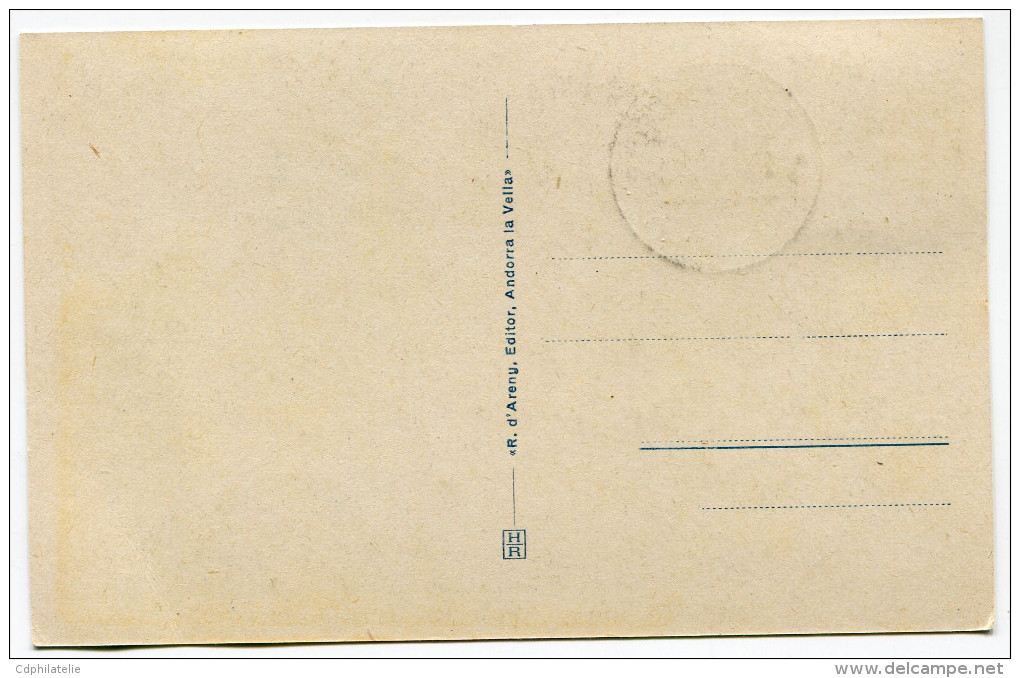 ANDORRE ESPAGNOL CARTE MAXIMUM DU N°49  1p. ORATOIRE DE MERITXELL OBLITERATION ANDORRA 29 MAR. 48 - Storia Postale