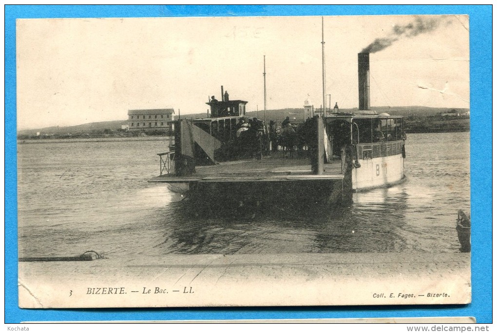 OV1.1017, Bizerte, Le Bac, Port, Bateau, Tunisie, Animée, No3, Circulée 1907 - Ferries