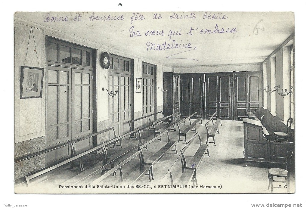 CPA - ESTAIMPUIS Par Herseaux - Pensionnat De La Ste Union Des SS CC - Cachet Relais Froyennes // - Estaimpuis