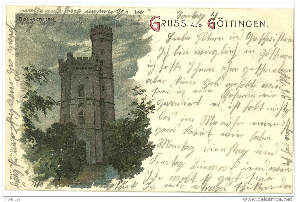 Allemagne CPA Gottingen Gruss Litho Bismarkturm 1904 - Goettingen