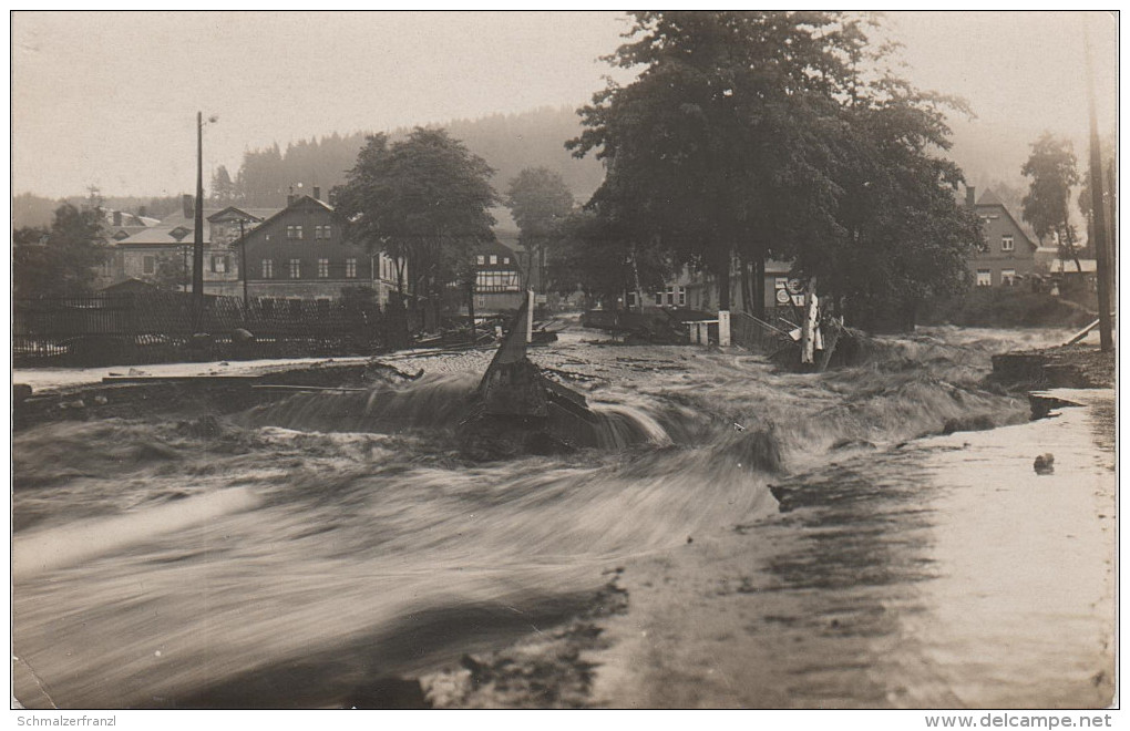 Foto AK Hochwasser 1931 ? Region Schwarzenberg Flut Schwarzwassertal Aue Erla Antonsthal Breitenbrunn Johanngeorgenstadt - Breitenbrunn