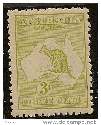 AUSTRALIA 1915 3d Light Olive Roo SG 37e HM #LX41 - Nuevos