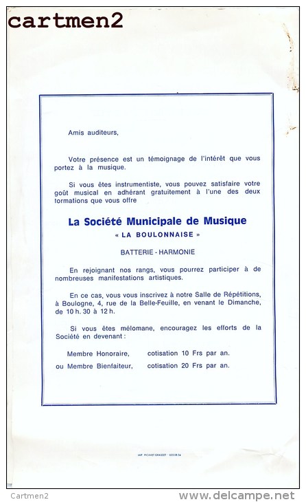 BOULOGNE-BILLANCOURT PROGRAMME CONCERT DE GALA " LA BOULONNAISE " 1972 SPECTACLE CHORALE BAUDRICOURT - Programmes