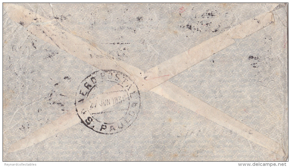 1931 Brazil Airmail Cover To London, Multistamped Inc Servico Aero O/prt - Airmail