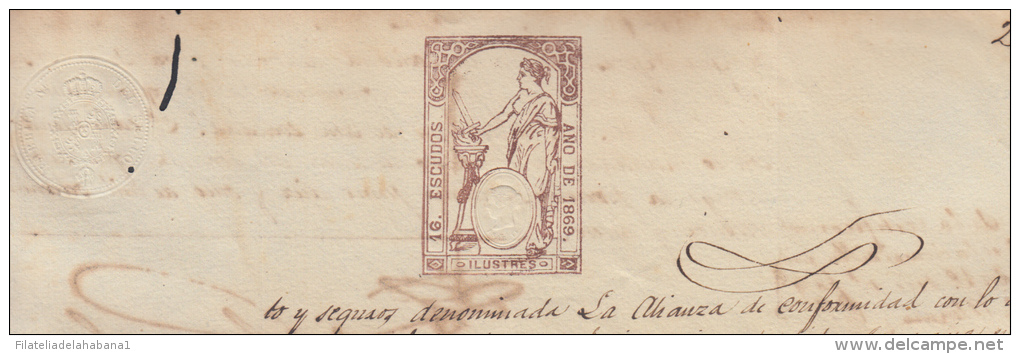 1869-PS-10.CUBA  ESPAÑA SPAIN. ISABEL II. SEALLED PAPER .PAPEL SELLADO .SELLO ILUSTRES. - Prephilately