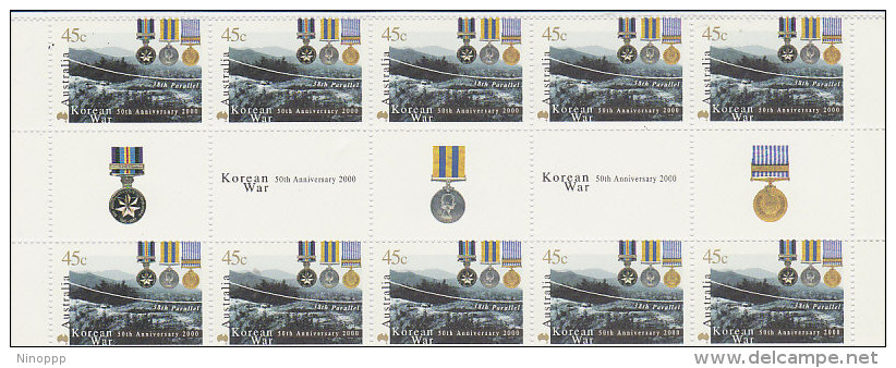 Australia 2000 50th Anniversary Korean War Gutter Strip MNH - Mint Stamps