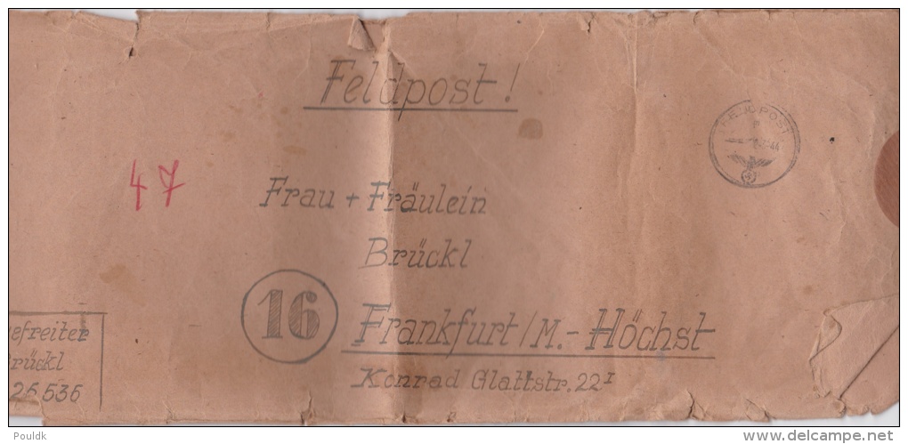 Feldpost WW2: From Bretagne In France - Grenadier-Regiment 671 FP 25536 P/m 2.3.1944 - Very Big Cover, Will Be Mailed Bo - Militaria