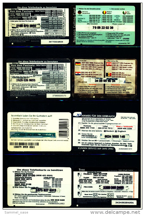 8 Verschiedene Prepaid Card Telefonkarten  -  Stamp  -  Tree  -  2 X Lycatel  -  Milestone  -  E-plus   (8) - Sammlungen