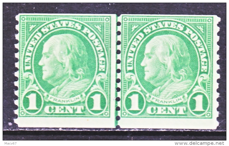 US  597   PERF. 10  ROTARY  PRESS   **   LINE  PAIR    1923  Issue - Unused Stamps