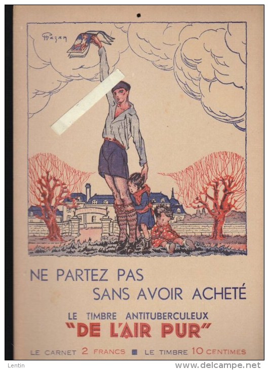 Affichette - Timbre Antituberculeux - De L´air Pur - Scout - Preventorium - Illustratyeur Gazan - Affiches