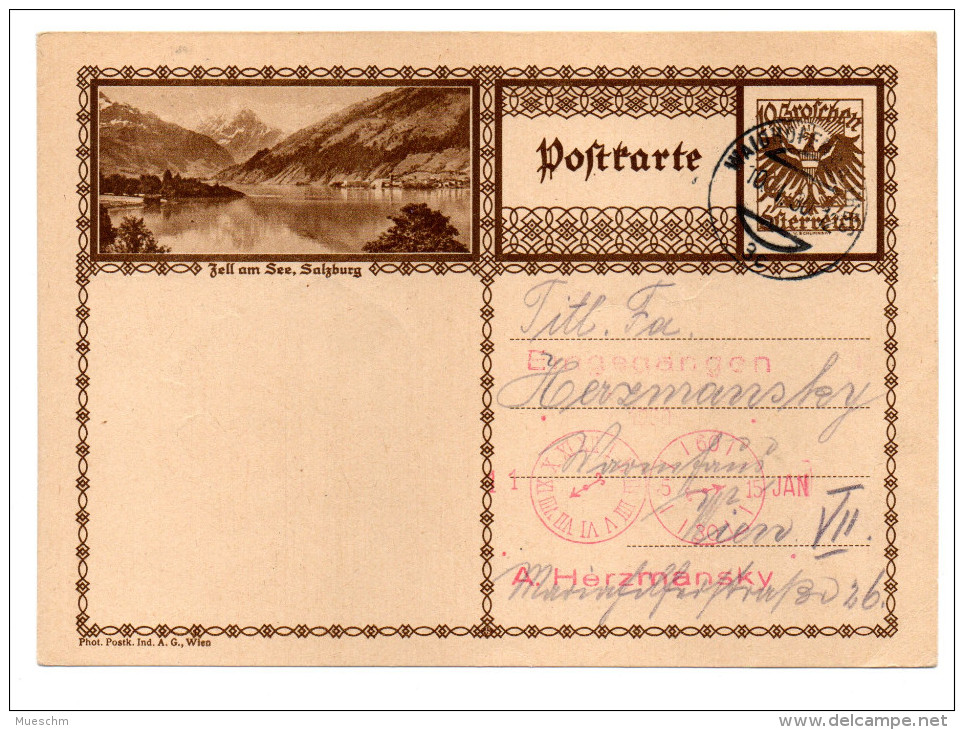 Österreich, 1930, Bildpostkarte Von Zell Am See/Sbg. Mit Eingedr. 10Gr. Frankatur, Stempel Waidhofen/Ybbs (15630W) - Zell Am See