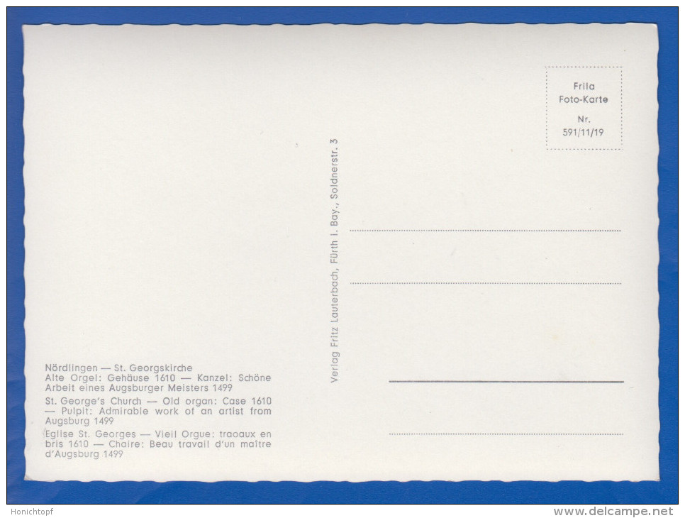 Deutschland; Nördlingen; Orgel In Der St. Georgskirche; Religion - Noerdlingen
