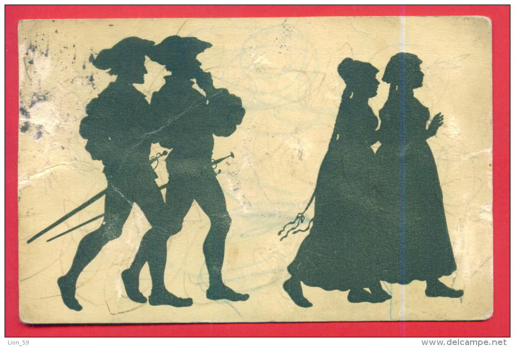 166649 / SILHOUETTE - GERMANY Art Paul Konewka -  NACHSTEIGEN , Two Men With Swords AFTER TWO WOMEN - 68 Allemagne - Silhouetkaarten