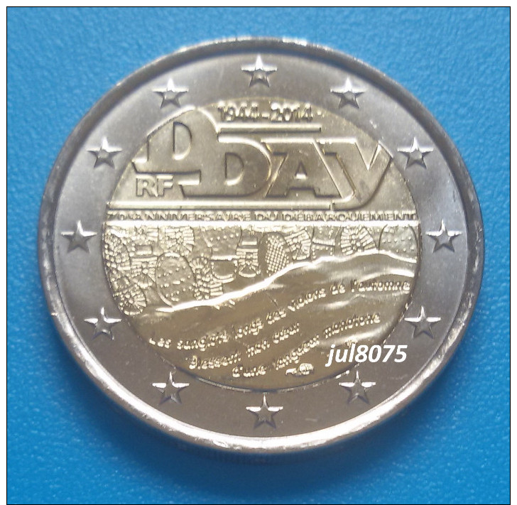 2 Euro Commemorative France 2014 70ans Du D-Day PIECE NEUVE UNC - France