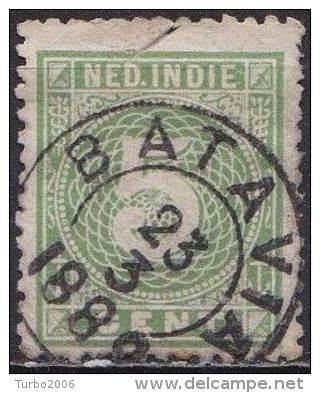 Ned. Indië: 1883-1890 Cijfer 5 Cent Geelgroen Kamtanding 12½ : 12 Kl. G. NVPH 21 C (2e Keus) - Niederländisch-Indien