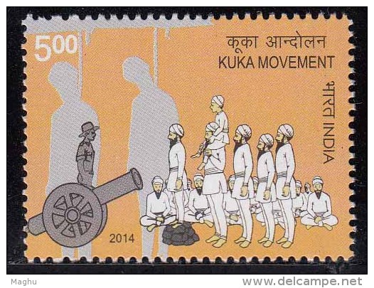 India MNH 2014, Kuka Movement, Movement Against British Rule, Cannon, Death By Hang Image, Army - Nuovi