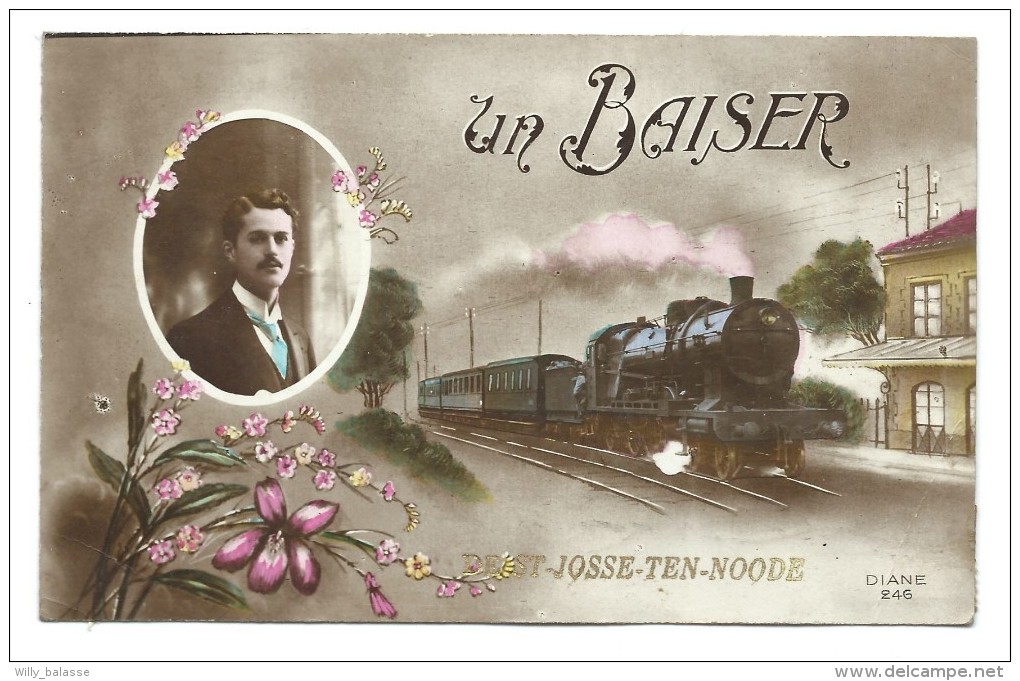 CPA - Un Baiser De SAINT JOSSE TEN NOODE - Train - Carte Fantaisie - Diane 246  // - St-Josse-ten-Noode - St-Joost-ten-Node