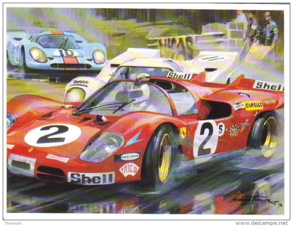 1000kms Brands Hatch 1970 -  Chris Amon  -  Ferrari 512S  - Artwork By Michael Turner - CP - Le Mans