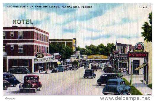 PANAMA City Florida Looking South On Harrison Avenue, Automobiles - Panama City