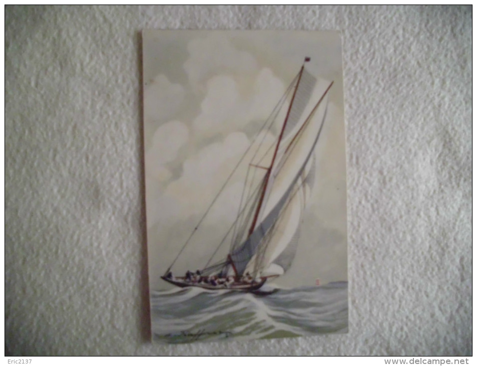 BELLE ILLUSTRATION....YACHT DE LA GRANDE CLASSE GREE EN COTRE COURANT GRAND LARGE.. - Haffner