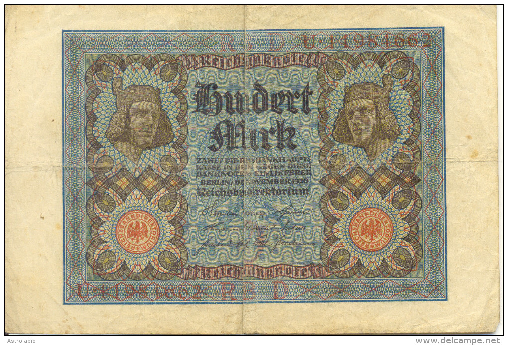 Allemagne " Billet De 100 Mark "  1920 - 100 Mark