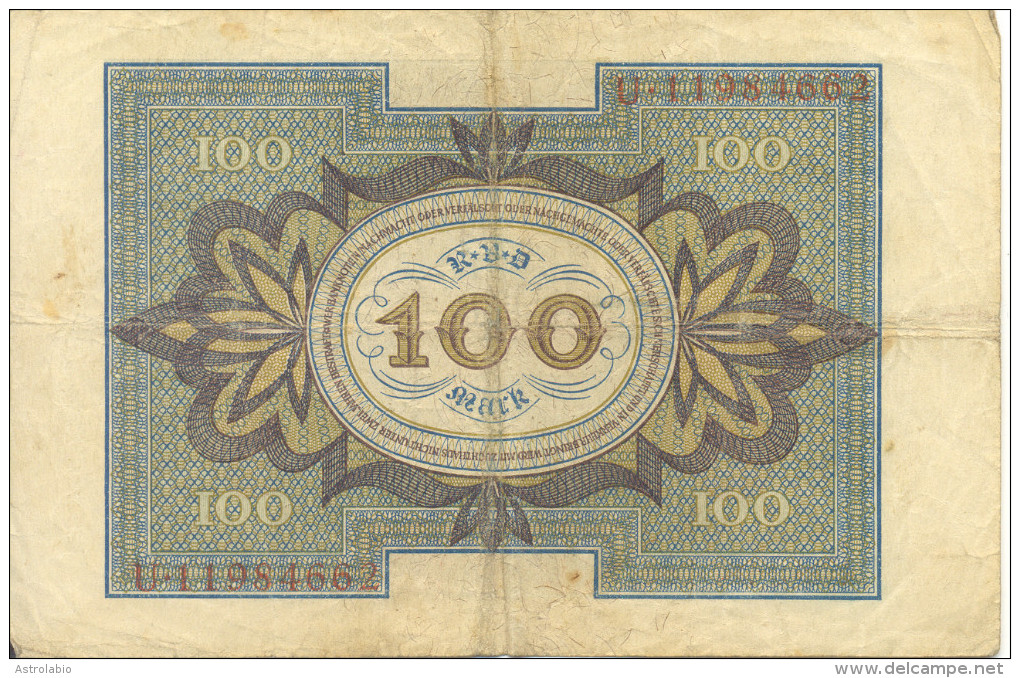 Allemagne " Billet De 100 Mark "  1920 - 100 Mark