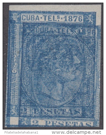 1876-29 CUBA. SPAIN. ESPAÑA. TELEGRAFOS. TELEGRAPH. Ed.36. PROOF. 1876. IMPERFORATED DOUBLE ENGRAVING - Telégrafo