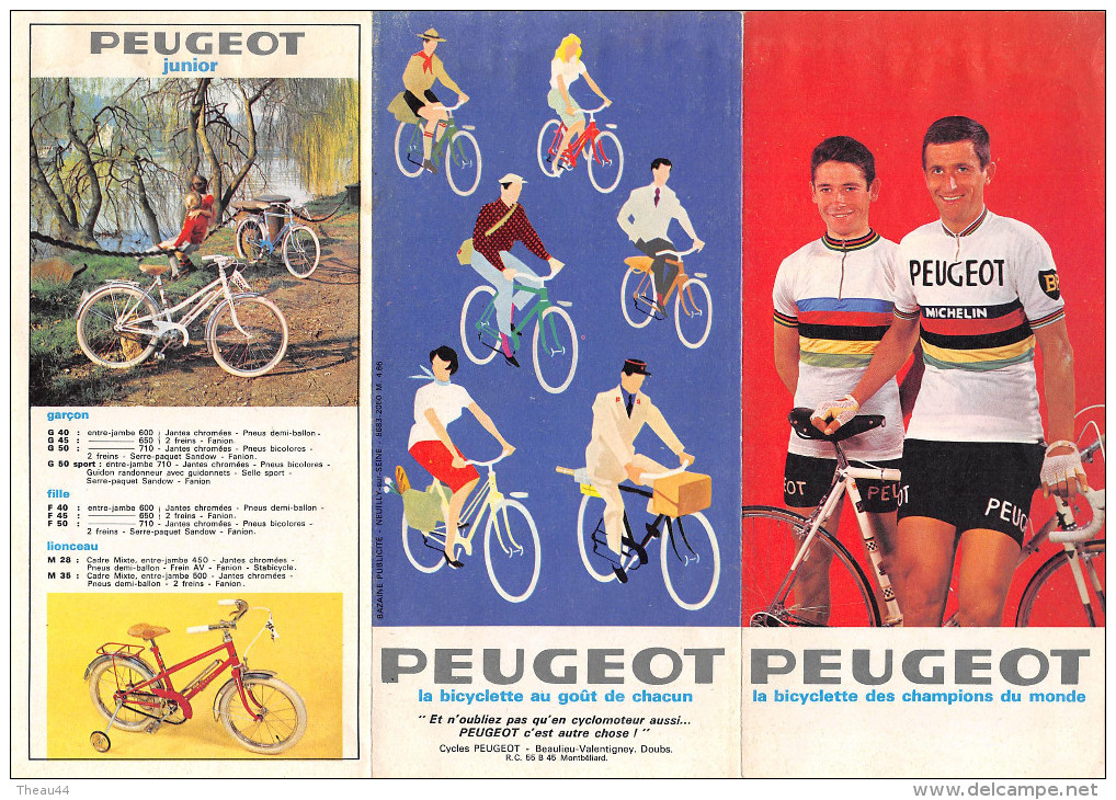 ¤¤  -  Dépliant Publicitaire De La Marque " PEUGEOT "  -  Coureur Cycliste " Tom SIMPSON " ,  Vélos  -  ¤¤ - Ciclismo