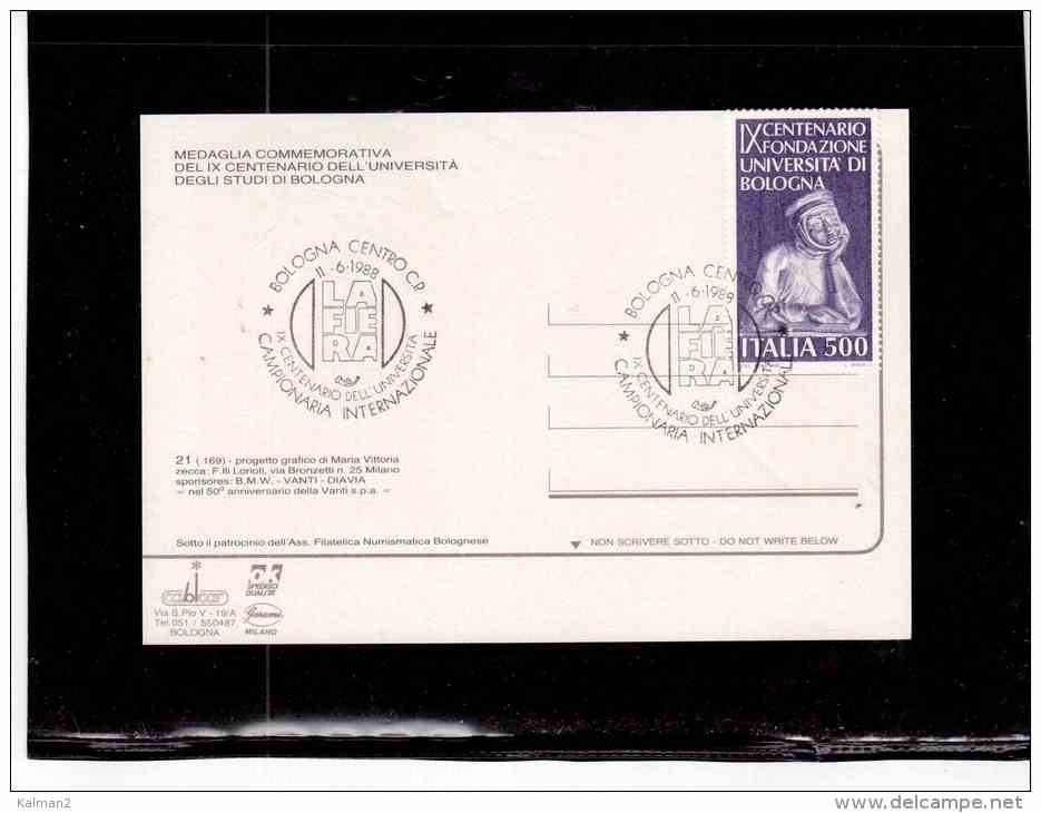 TEM10509   -    BOLOGNA  11.6.1988      /      IX CENTENARIO UNIVERSITA' DI BOLOGNA - Non Classés