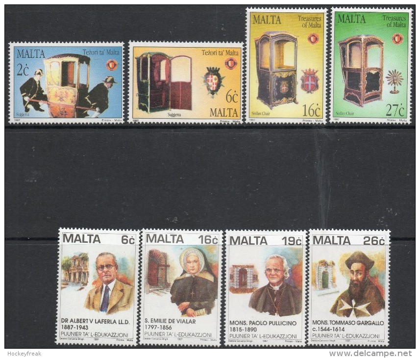 Malta 1997 - Treasures Of Malta & Pioneers Of Education SG1042-1045 & 1054-1057 MNH Cat £5.05 SG2015 - See Description - Malta