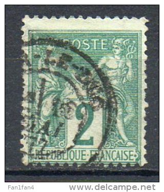 FRANCE - 1876-78 - Type Sage (Type I - N Sous B) - N° 62 - 2 C. Vert - (Oblitération : Cachet à Date) - 1876-1878 Sage (Type I)