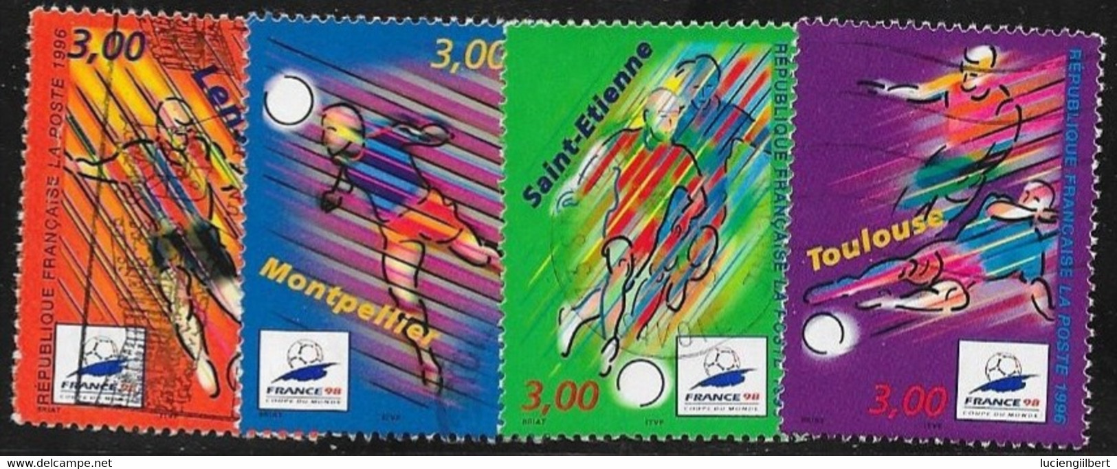 SERIE  N° 3010  A 3013  FRANCE   - COUPE DU MONDE DE FOOT DE 98    -  OBLITERE  -  1996 - Gebraucht