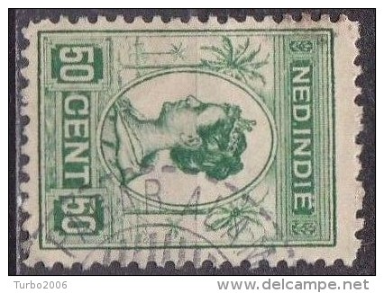 Ned. Indië: PASAR ALAM Op 1913-31 Koningin Wilhelmina 50 Cent Groen NVPH 129 A - Netherlands Indies