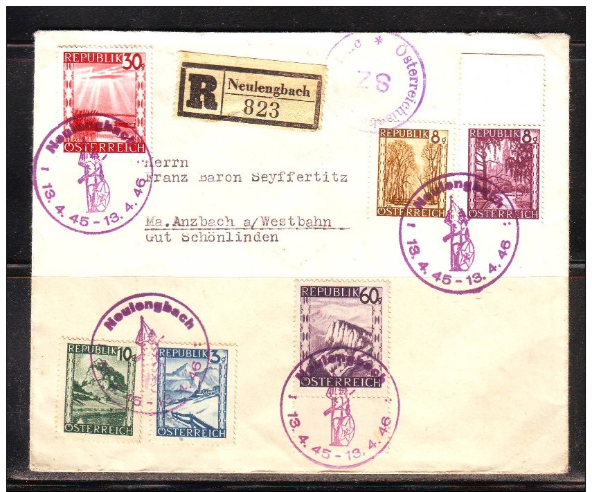 Österreich 1946 Reco Zensur Brief Postamt Neulengbach 823 Mit Sonderstempel Neulengbach - Lettres & Documents
