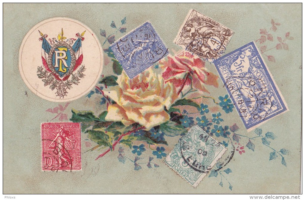 Carte Avec Timbres Poste/fleurs/ Réf:C2860 - Timbres (représentations)