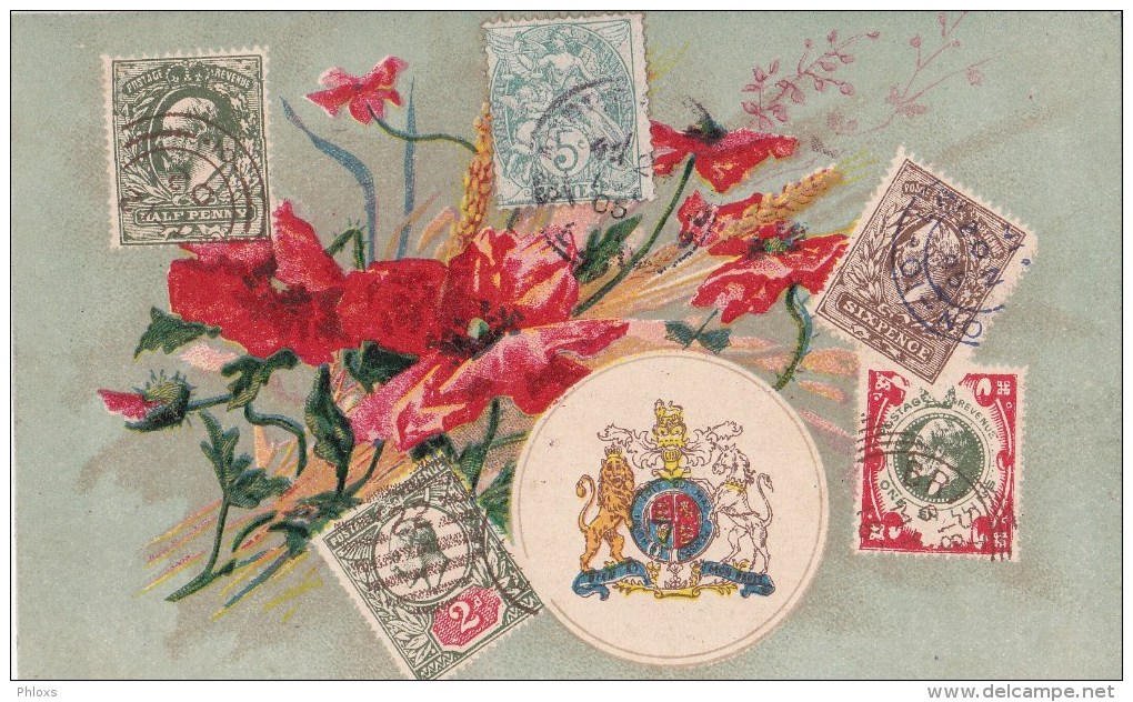 Carte Avec Timbres Poste/fleurs/ Réf:C2861 - Timbres (représentations)